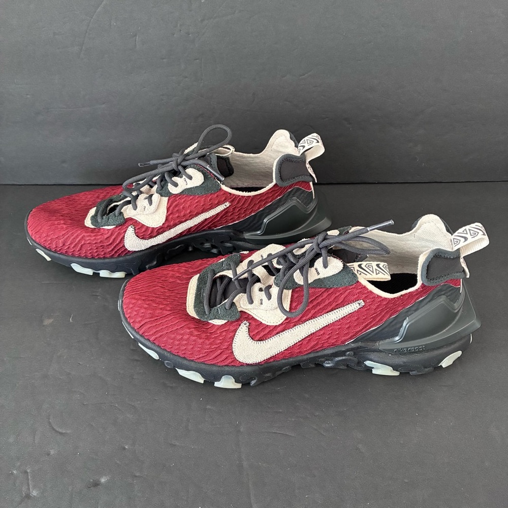 Nike React by You D/MSIX Burgundy & Black Trail Sneakers Sz 12